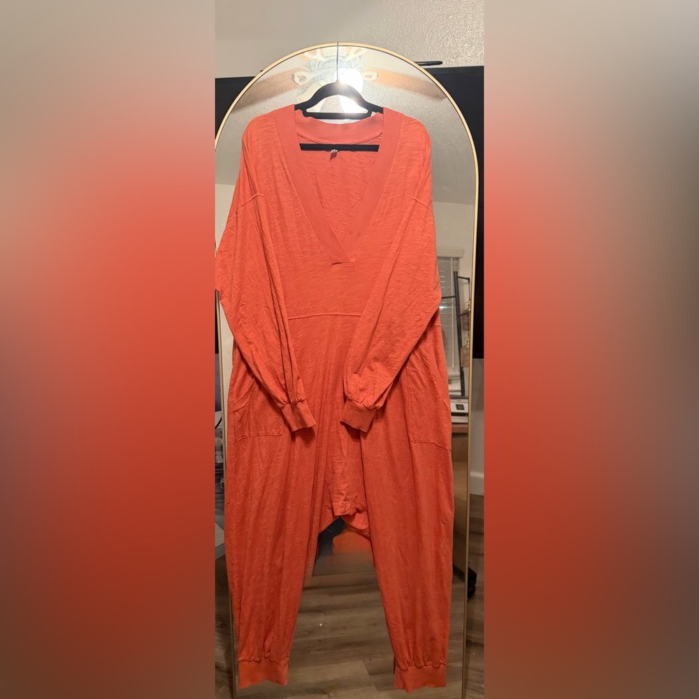 Free People Coral Long Sleeve Hotshot romper